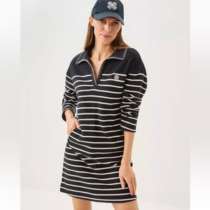 NWT Lilly Pulitzer 100% Cotton Corvaya Dress Noir Legacy Stripe Medium